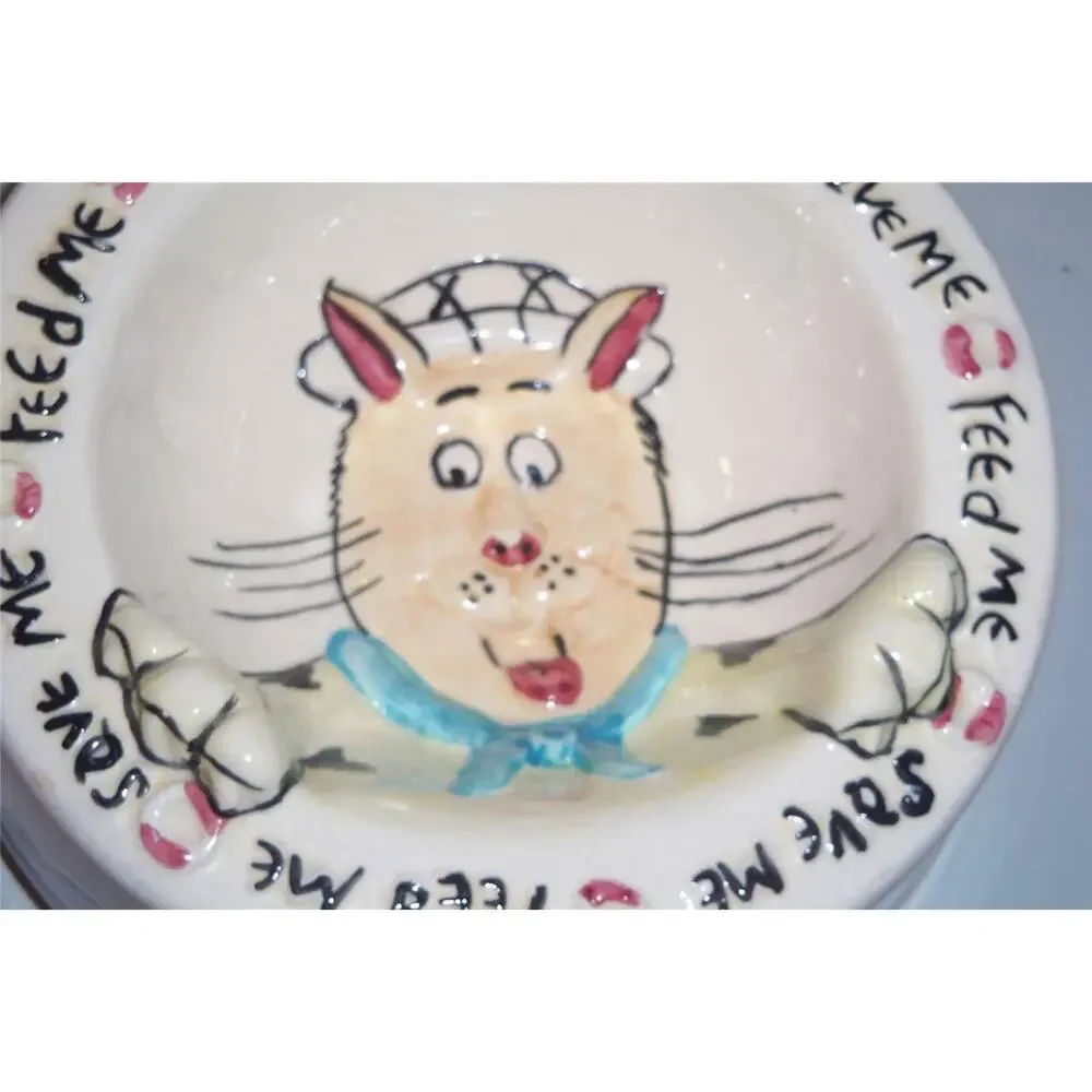 Feed Me Save Me Cat Food Bowl 3D Ceramic Genie Intl Out Of Nowhere -041427